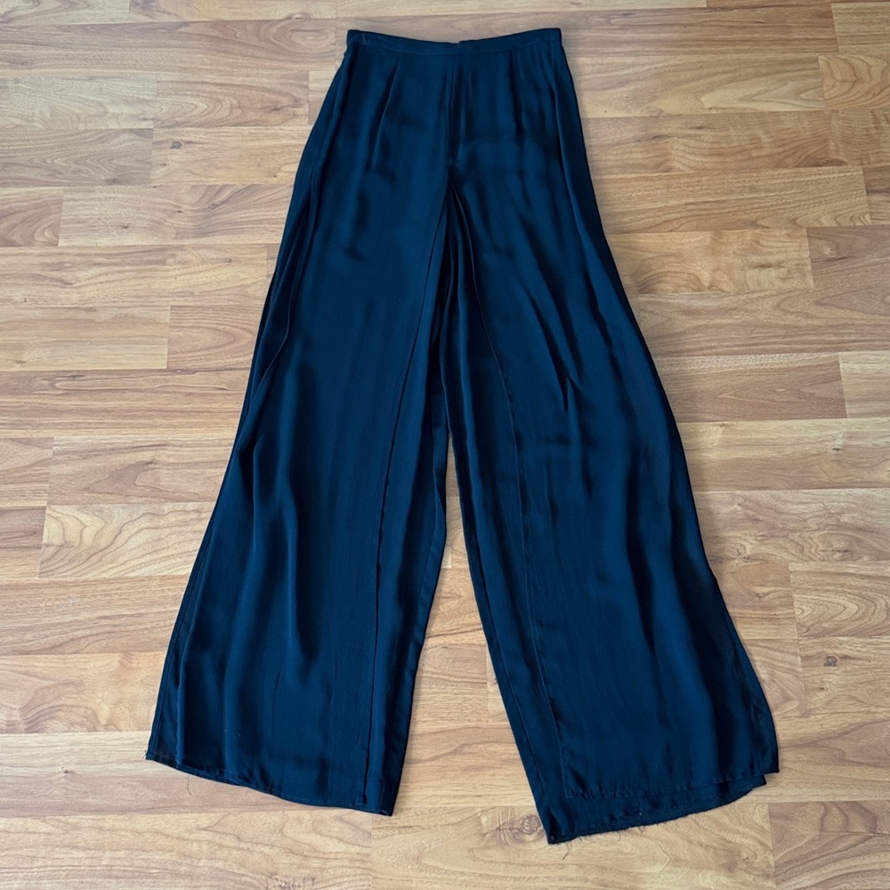 ❤️ Cache Black Petal Wide Leg Chiffon Layered Pants Size 2